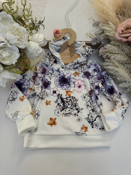 Flower Velour Hoodie - mylittlev