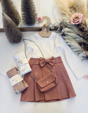 White & Pink Warm Dress with Bag