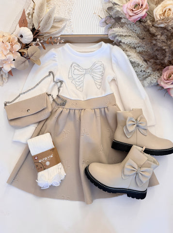 Sequin Bow Combo Dress