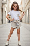 Shorts with Scarf Belt - mylittlev