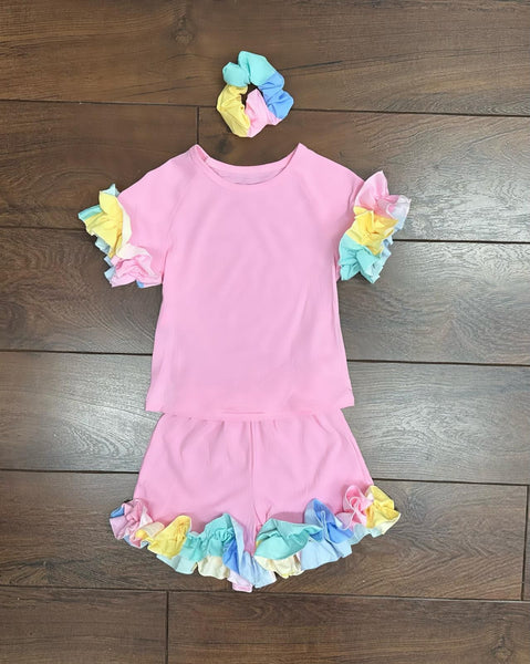 Pink Rainbow Set with Scrunchy