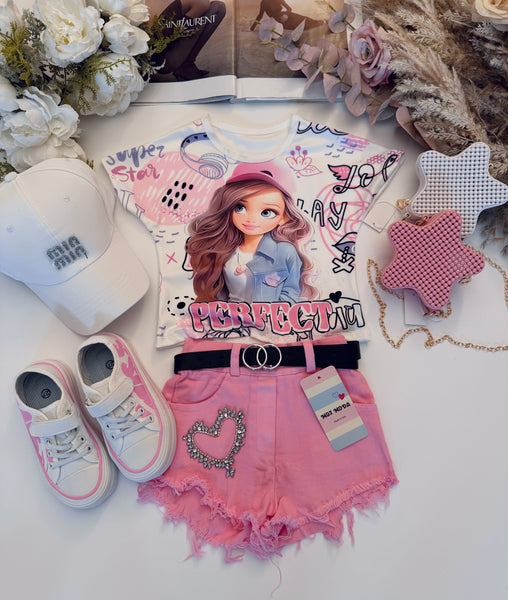 Heart Denim Shorts