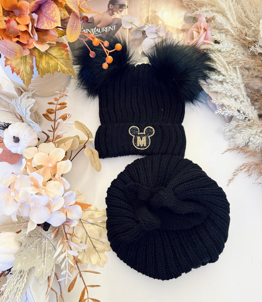 Two PomPom Hat & Snood Set