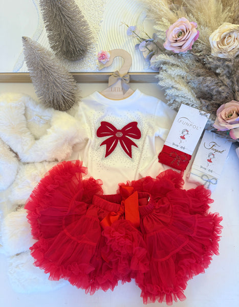Sparkle Bow Top - Red Bow