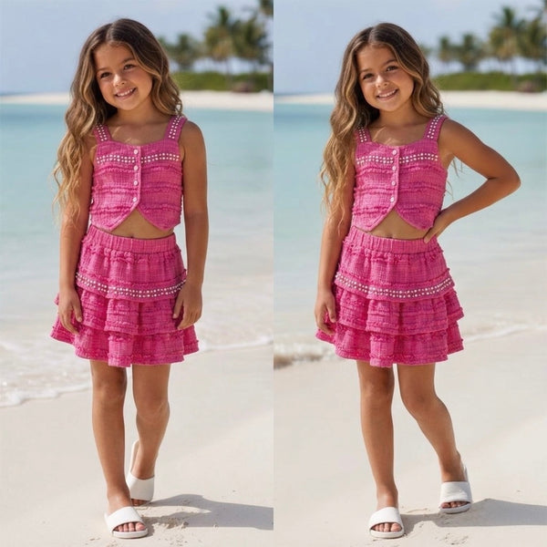 Two Piece Pink Lace Outfit