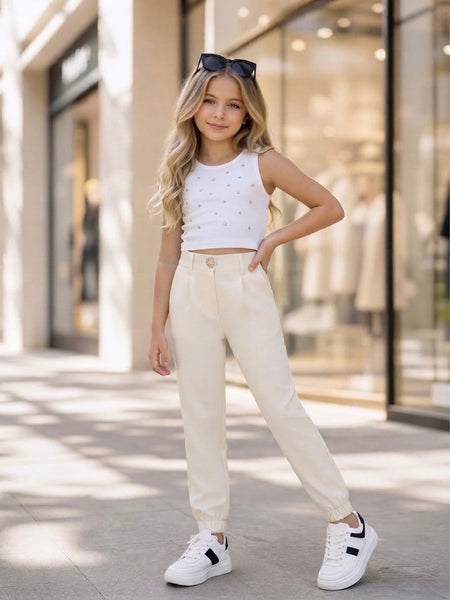 Button Cotton Trousers - mylittlev