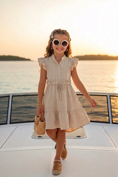 Muslin Beige Dress - mylittlev