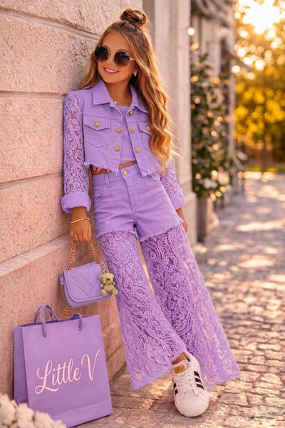 Lace Denim Trousers - mylittlev