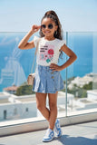 Denim Skorts and Top Set