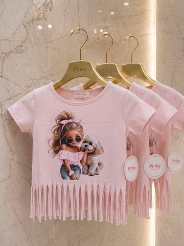 Girl Print Tassel Top