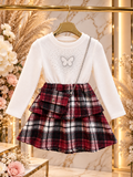 Tartan & Butterfly Knit Dress