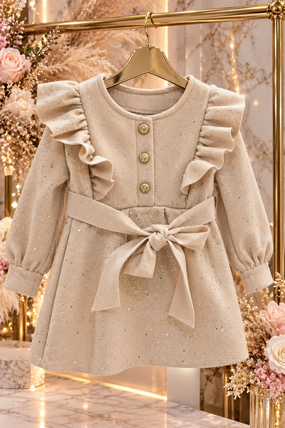 Champagne Warm Sparkle Bow Dress