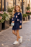 Navy Pleated Skirt