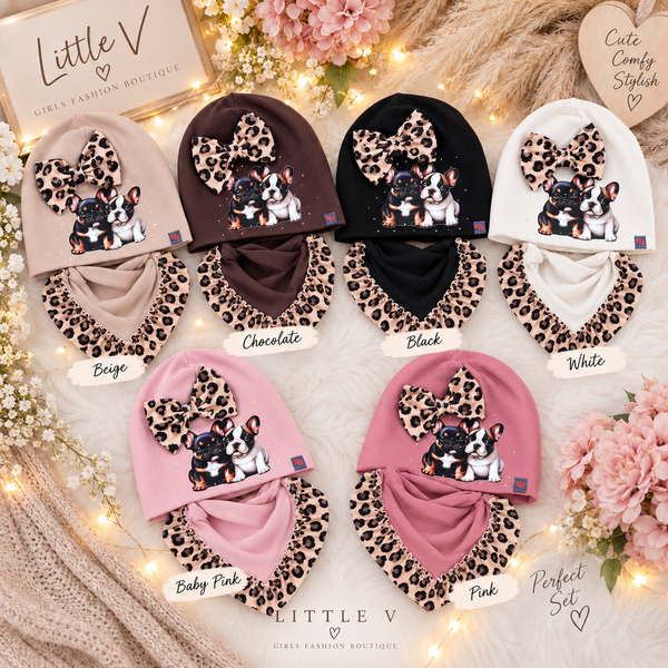 Leopard Puppy Beanie & Snood Set