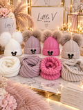 Two Pom Pom Hat & Snood Set