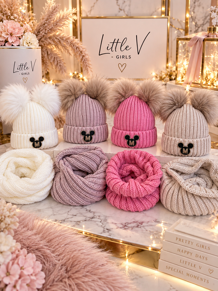 Two Pom Pom Hat & Snood Set