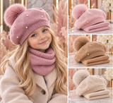 Pearl Pom-Pom Hat & Snood Set
