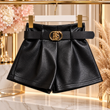 Eco Leather Belted Shorts