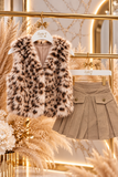 Leopard Style Gilet & Skirt Set