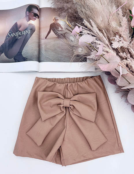 Eco Leather Bow Shorts