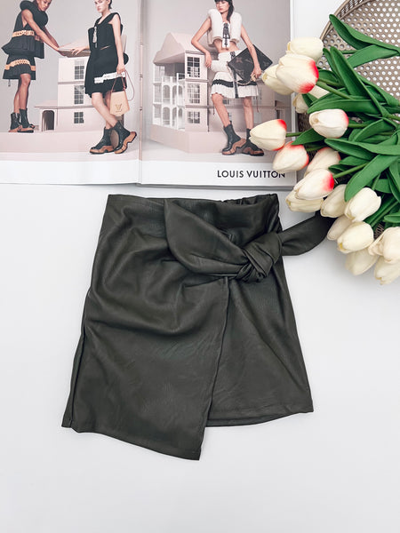 Eco Leather Bow Skirt